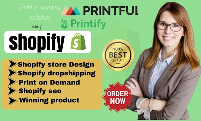 Gig Preview - Build high converting  shopify print on demand store or  printful web store