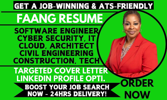 Gig Preview - Write engineering, it, faang, construction, oil and gas, tech resume in 24hrs