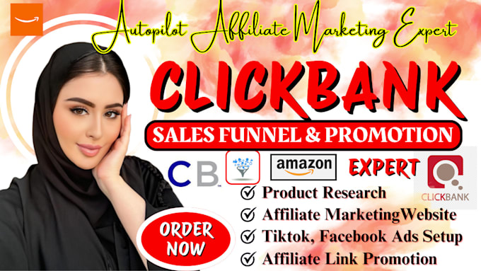 Gig Preview - Clickbank affiliate marketing sales funnel amazon clickfunnels affiliate website