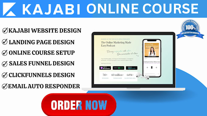 Gig Preview - Design kajabi online course website, kajabi landing page and clickfunnels