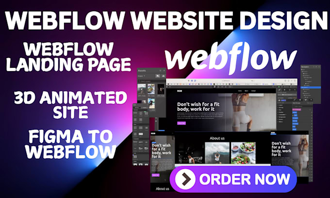 Gig Preview - Design 3d animated webflow website webflow page website design webflow developer