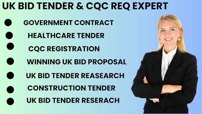 Gig Preview - Do full cqc registration win cleaning, healthcare, construction, UK bid tender