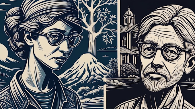 Gig Preview - Create awesome linocut illustration or linocut imitation