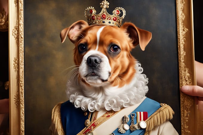 Gig Preview - Make a custom royal pet portrait for your pet