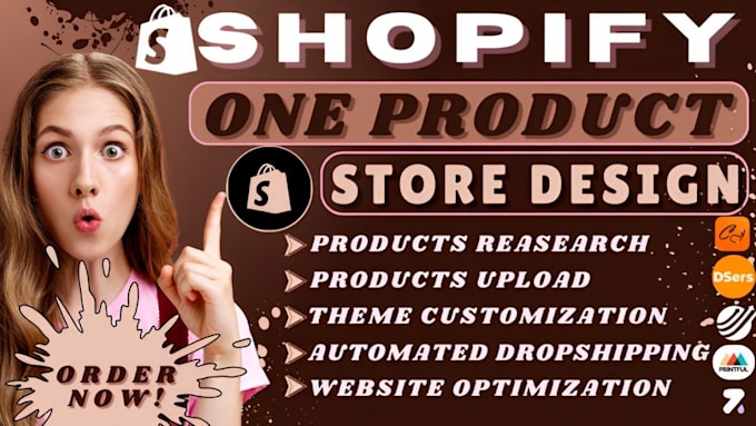 Gig Preview - Do shopify one product store shopify dropshipping store shopify website design