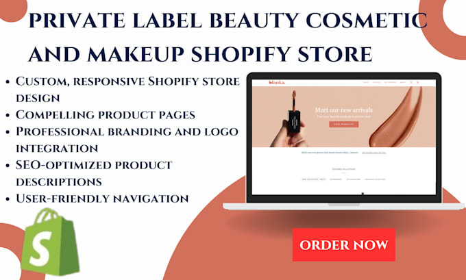 Gig Preview - Design and launch private label beauty cosmetic and makeup shopify store website