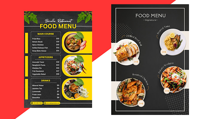 Gig Preview - Design a creative awesome restaurant menu food menu