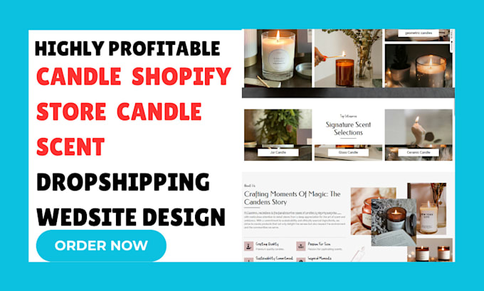 Gig Preview - Build candle shopify store candle scent  store dropshipping  website store