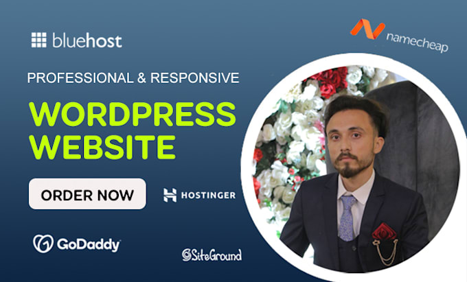 Gig Preview - Build wordpress website, on bluehost, namecheap, hostinger, godaddy, dreamhost