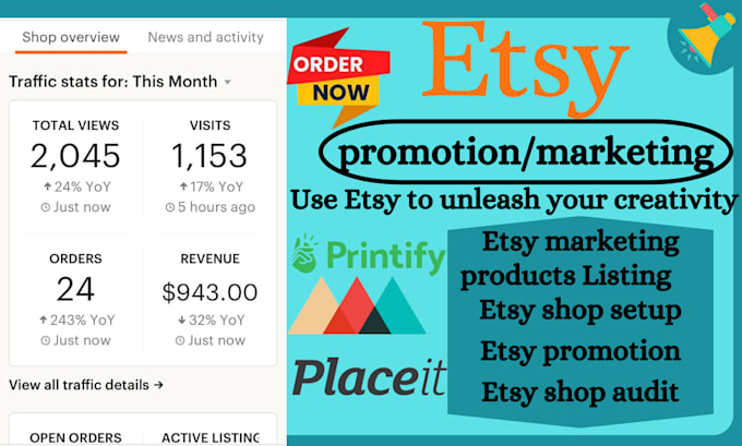 Gig Preview - Do etsy shop promotion to boost etsy shop traffic, seo and tiktok shop ads