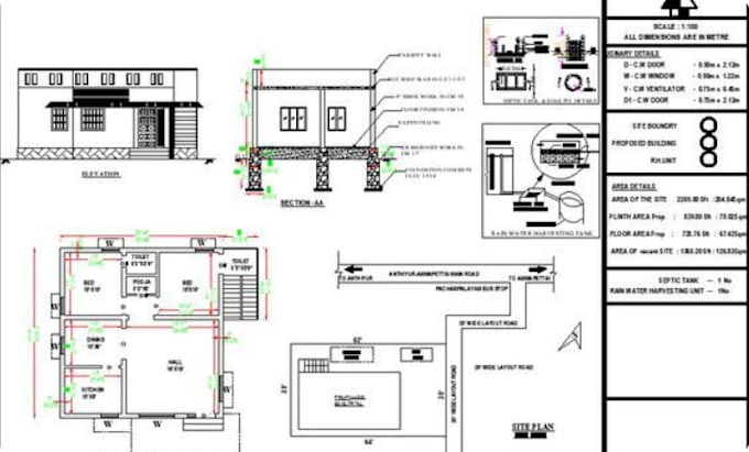 Gig Preview - D0 full architectural and mep permit drawings for your building