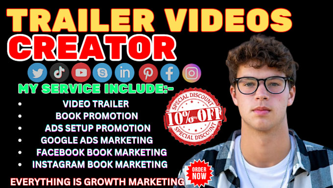 Gig Preview - Create cinematic trailer videos and influencers booktok for book marketing