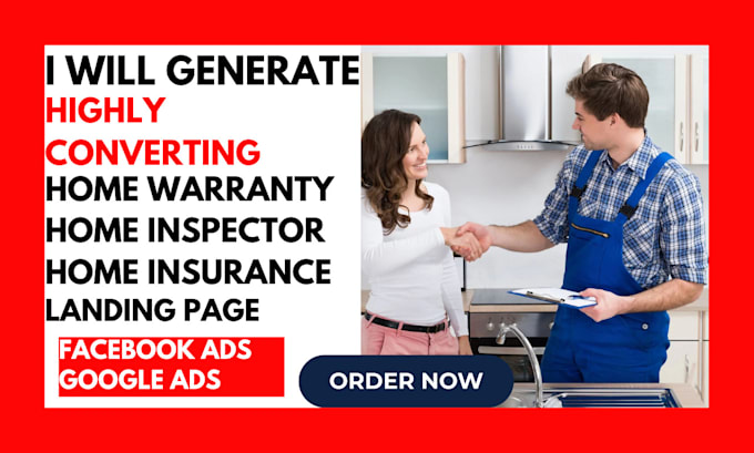 Gig Preview - Generate highly converting home warranty home insurance inspector landing page