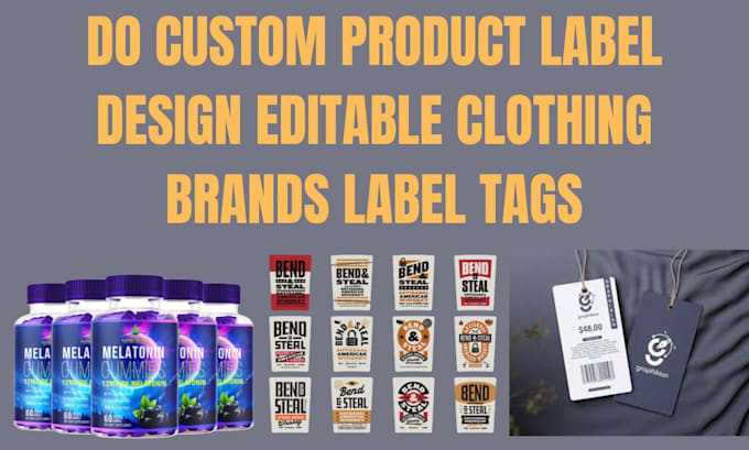 Gig Preview - Do custom product label design editable clothing brands label tags