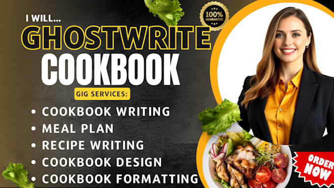 Gig Preview - Ghostwrite cookbook writing ebook formatting KDP book promotion, recipe writing