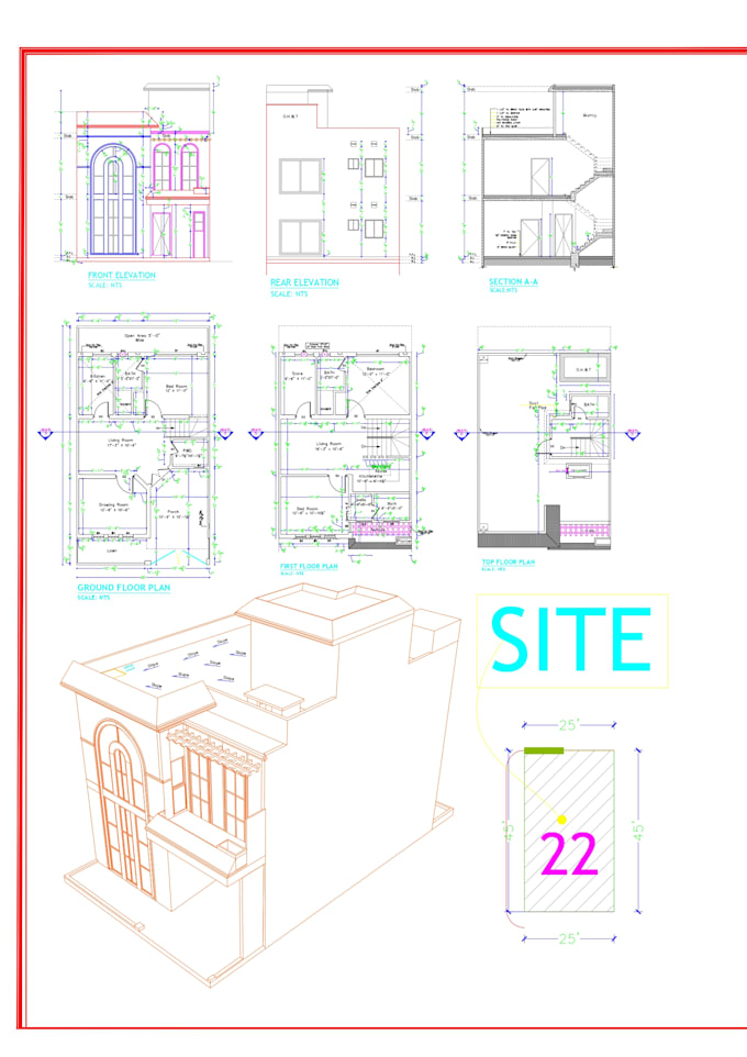 Gig Preview - Draw architectural 2d house floor plan in autocad