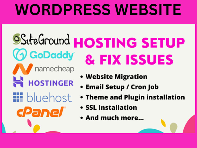 Gig Preview - Design wordpress website on hostinger website bluehost website namecheap godaddy