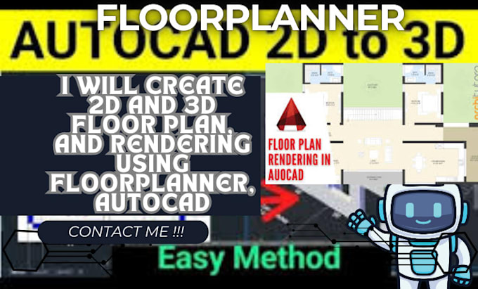 Gig Preview - Create 2d and 3d floor plan, and rendering using floorplanner, autocad