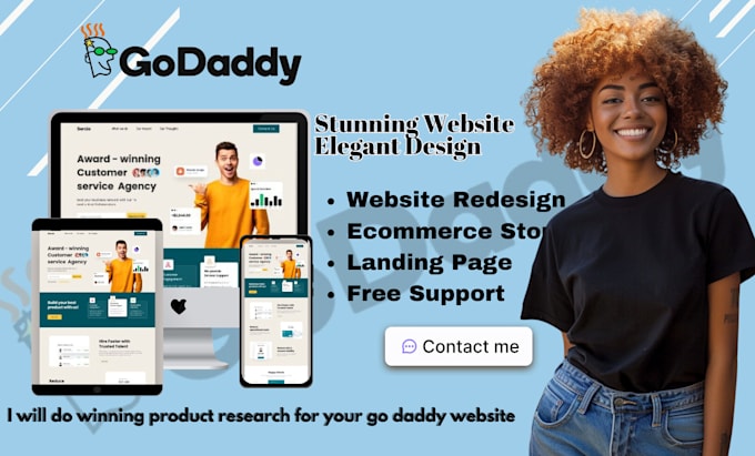 Gig Preview - Godaddy website design godaddy website redesign godaddy ecommerce website design