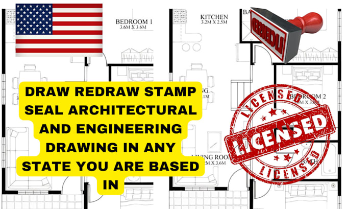 Gig Preview - Redraw stamp seal architectural drawing 2d 3d floor plan mep rendering permit