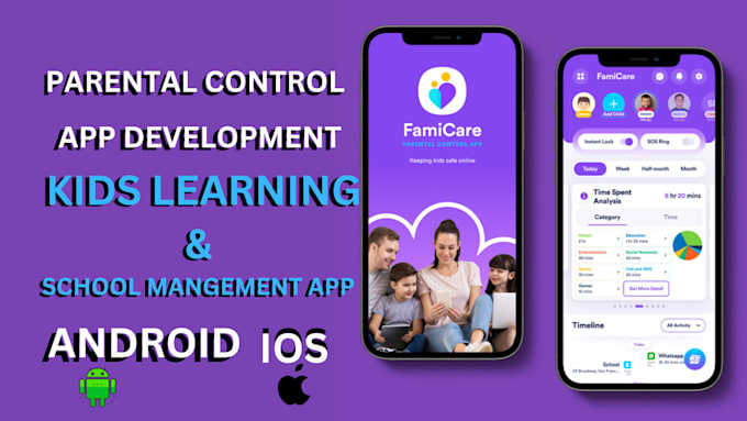 Gig Preview - Develop parent control app, school management app, mdm app, kid learning app