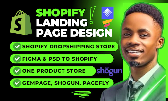 Gig Preview - Design shopify landing page figma xd to shopify with pagefy or gempages