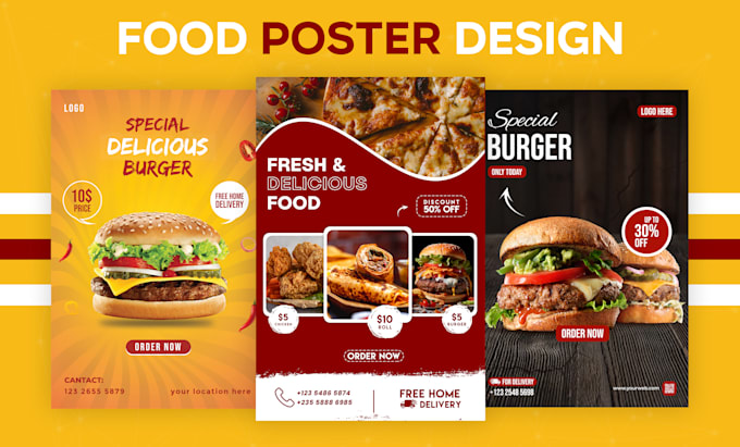 Gig Preview - Design impressive food poster food flyers menu card restaurant menu posters ads