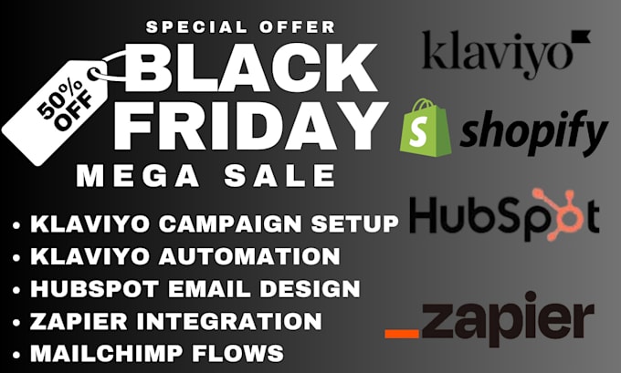 Gig Preview - Create and optimize klaviyo email flows for black friday success in 24hr