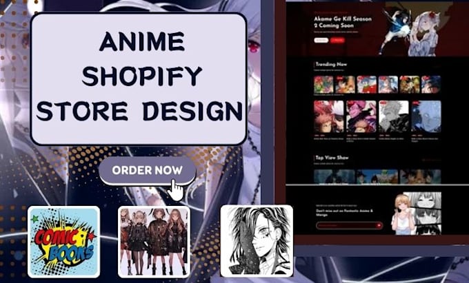 Gig Preview - Create anime shopify store anime fashion store manga website dropshipping store