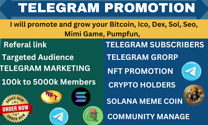 Gig Preview - Telegram bot promotion, forex, referral link, mini game, mass dm to active user