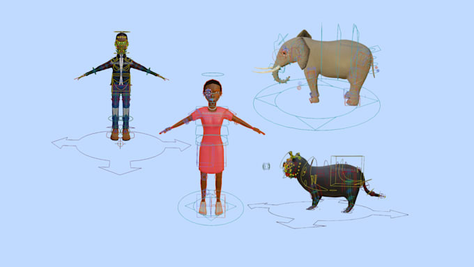 Gig Preview - Rig characters, humans or animals in 3d