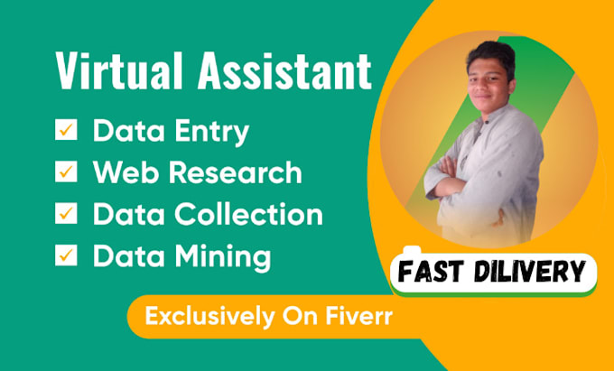 Gig Preview - Be your virtual assistant for data entry,typing,web research