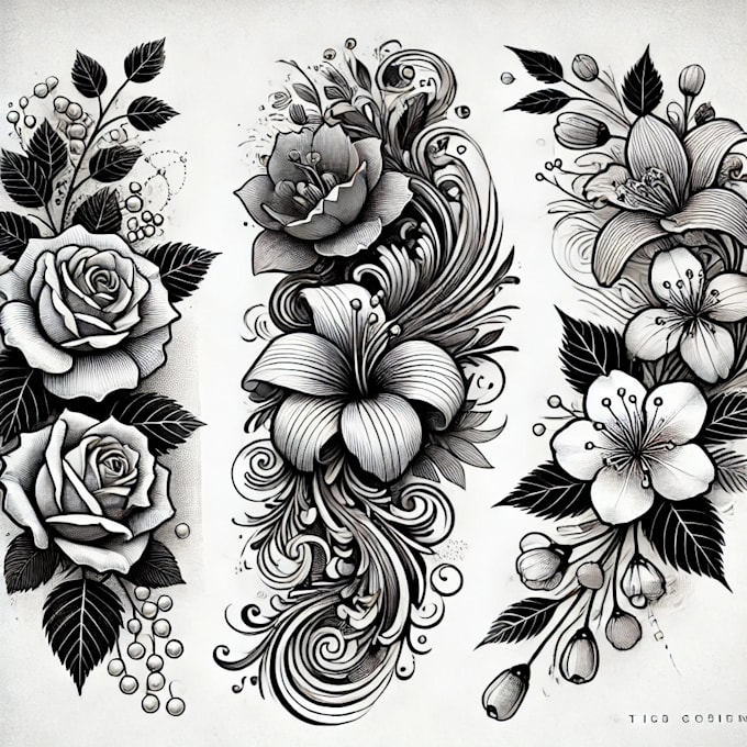 Gig Preview - Create a beautiful captivating flower tattoo design for you