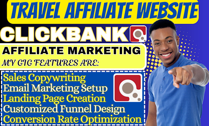 Bestseller - build clickbank affiliate marketing sales funnel travel affiliate website