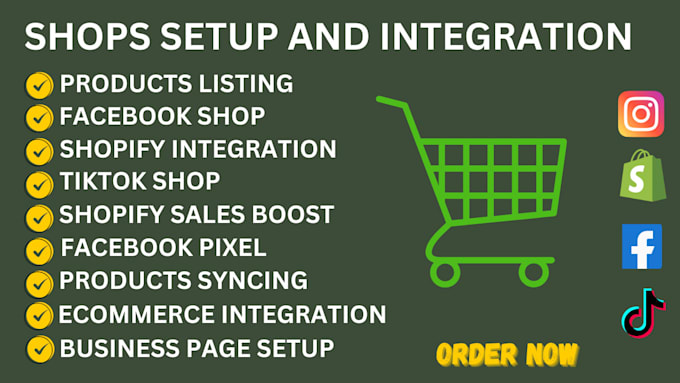 Bestseller - setup facebook shop ig shop tiktok shop integrate and setup shopify store