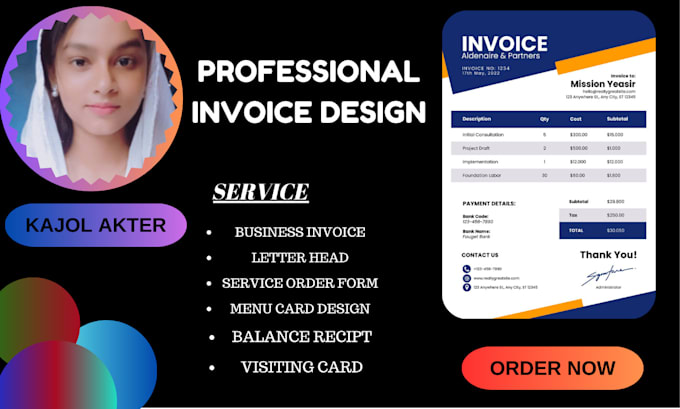 Gig Preview - Provide professional invoice design , order form letterhead