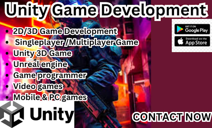 Gig Preview - Develop 3d game development, unity game, 2d single or multiplayer for your games