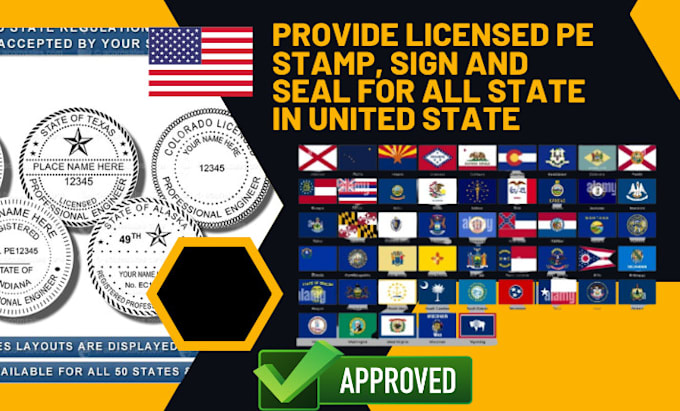 Gig Preview - Provide licensed pe stamp, sign and seal for all state in united state