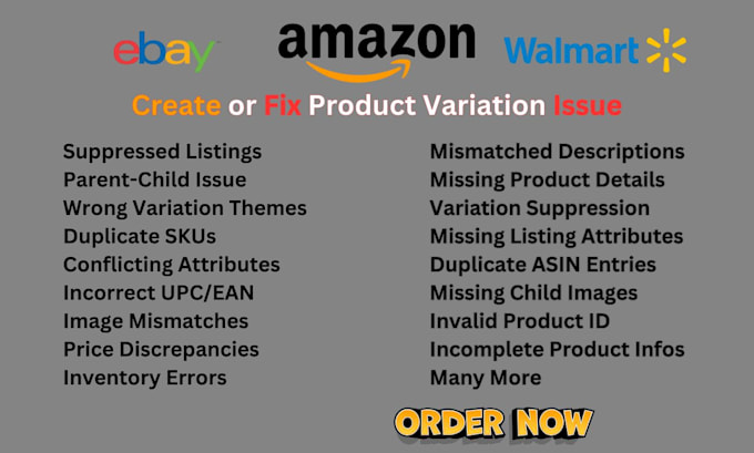 Gig Preview - Create or fix amz product variation issue by amz product listing flat feed file