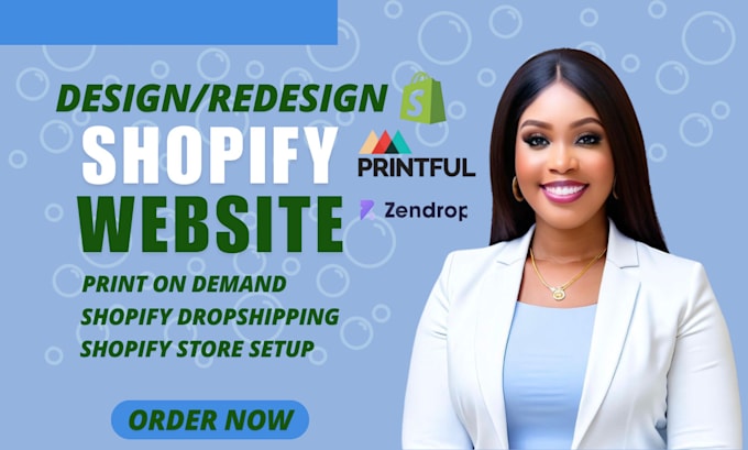 Gig Preview - Shopify webite redesign, shopify website design, shopify dropshipping store