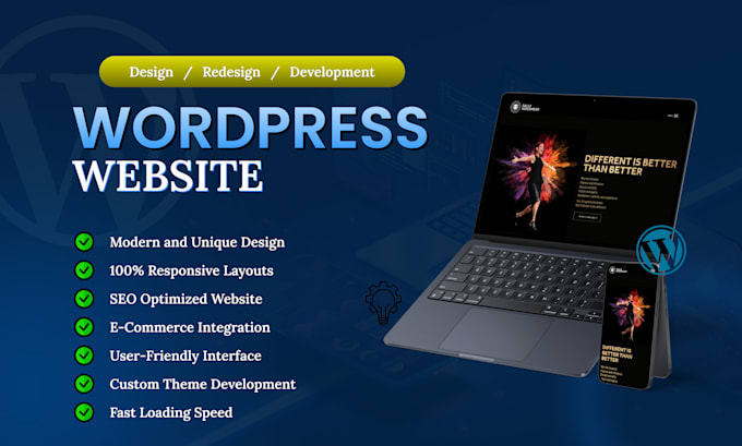 Gig Preview - Do wordpress website, blog, landing page design, redesign or custom development