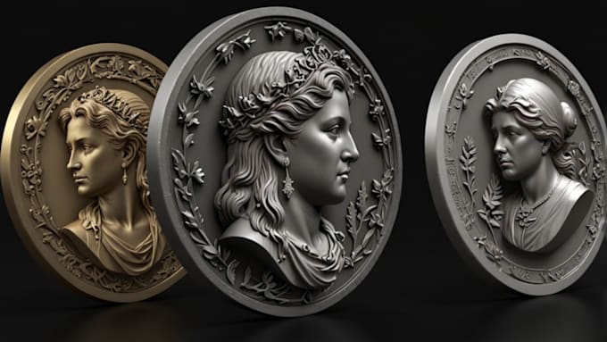 Gig Preview - Sculpt 3d coin model 3d bas relief challenge coin 3d  model crypto coin 3d cnc