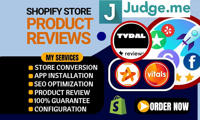 Gig Preview - Setup shopify product reviews judge me reputon vital tydal rivyo for conversion