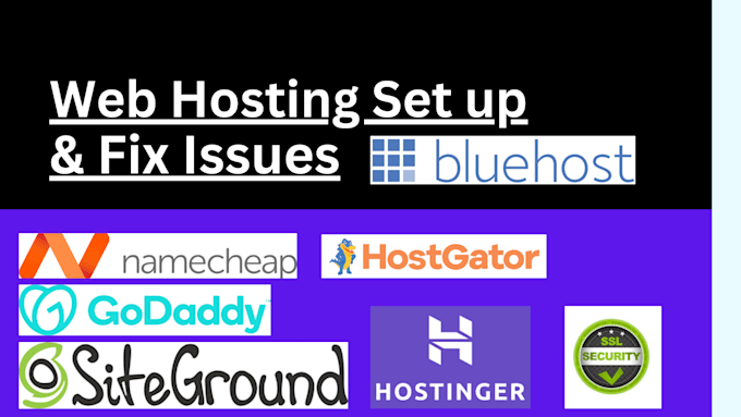 Gig Preview - Setup web hosting on bluehost, hostinger, hostgator, dreamhost, godaddy