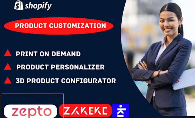 Gig Preview - Setup shopify product customization zepto zakeke globo kickflip customily tepo