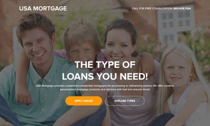 Gig Preview - Design mortgage website mortgage landing page   loan website mortgage calculator