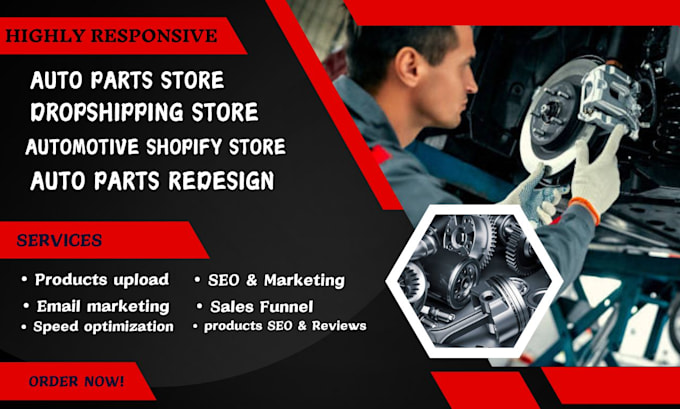 Gig Preview - Build dropshipping auto parts store, auto parts shopify store automotive store