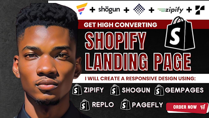 Gig Preview - Design product shopify landing page by gempages, zipify, pagefly, shogun, replo