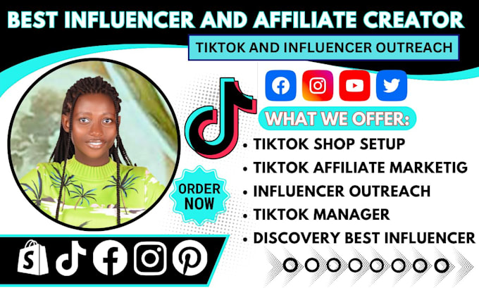 Gig Preview - Manage and setup tiktok affiliate marketing for influencer marketing outreach