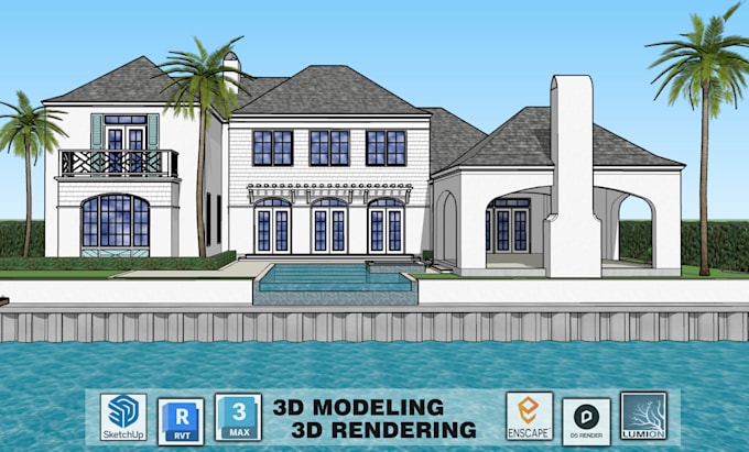 Gig Preview - Do sketchup 3d model and 3d renderings for the buildings via 2d floor plans